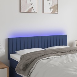 vidaXL LED Kopfteil Blau 144x5x78/88 cm Stoff