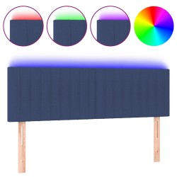 vidaXL LED Kopfteil Blau 144x5x78/88 cm Stoff