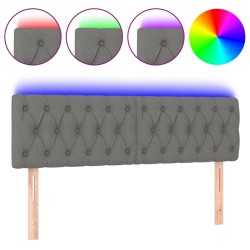 vidaXL LED Kopfteil Dunkelgrau 144x7x78/88 cm Stoff