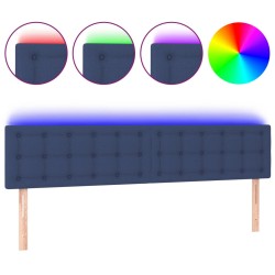 vidaXL LED Kopfteil Blau 200x5x78/88 cm Stoff