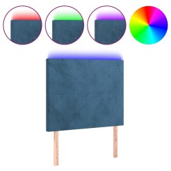 vidaXL LED Kopfteil Dunkelblau 90x5x118/128 cm Samt