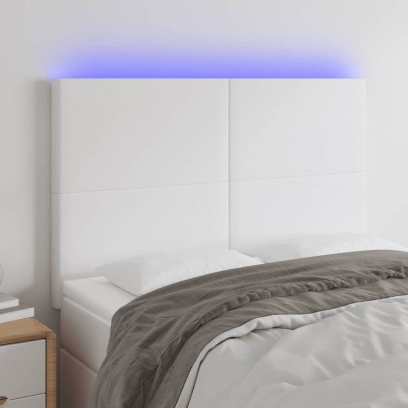 vidaXL LED Kopfteil Weiß 144x5x118/128 cm Kunstleder vidaXL LED Kopfteil Weiß 144x5x118/128 cm Kunstleder