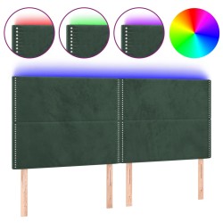 vidaXL LED Kopfteil Dunkelgrün 180x5x118/128 cm Samt