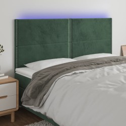 vidaXL LED Kopfteil Dunkelgrün 200x5x118/128 cm Samt