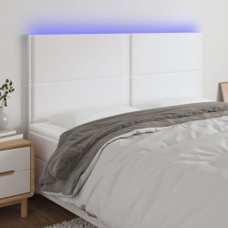 vidaXL LED Kopfteil Weiß 200x5x118/128 cm Kunstleder