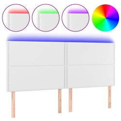 vidaXL LED Kopfteil Weiß 200x5x118/128 cm Kunstleder