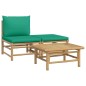 3-tlg. Garten-Lounge-Set mit Grünen Kissen Bambus 3-tlg. Garten-Lounge-Set mit Grünen Kissen Bambus
