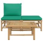 3-tlg. Garten-Lounge-Set mit Grünen Kissen Bambus 3-tlg. Garten-Lounge-Set mit Grünen Kissen Bambus