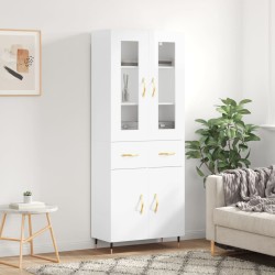 Highboard Hochglanz-Weiß 69,5x34x180 cm Holzwerkstoff