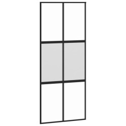 vidaXL Schiebetür Schwarz 90x205 cm Hartglas und Aluminium