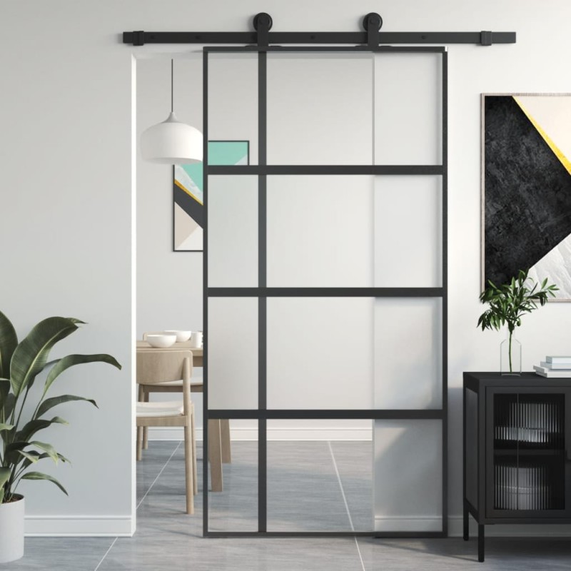 vidaXL Schiebetür Schwarz 102,5x205 cm Hartglas und Aluminium vidaXL Schiebetür Schwarz 102,5x205 cm Hartglas und Aluminium