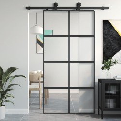 vidaXL Schiebetür Schwarz 102,5x205 cm Hartglas und Aluminium