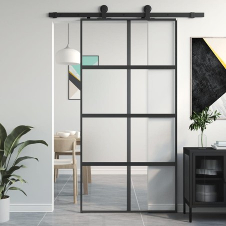 vidaXL Schiebetür Schwarz 102,5x205 cm Hartglas und Aluminium