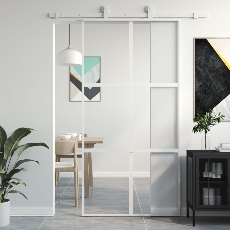 vidaXL Schiebetür Weiß 102,5x205 cm Hartglas und Aluminium vidaXL Schiebetür Weiß 102,5x205 cm Hartglas und Aluminium