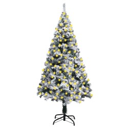 vidaXL Künstlicher Weihnachtsbaum mit Beleuchtung & Schnee Grün 210 cm