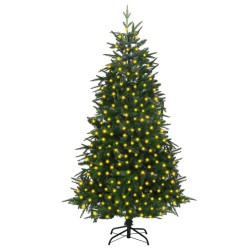 vidaXL Künstlicher Weihnachtsbaum mit Beleuchtung 240 cm Grün PVC & PE
