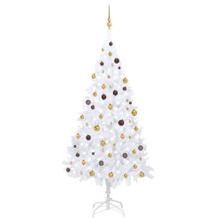 vidaXL Künstlicher Weihnachtsbaum mit Beleuchtung & Kugeln Weiß 240 cm