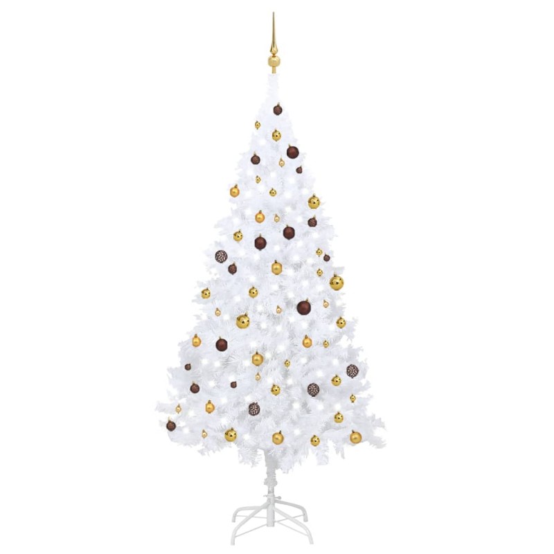 vidaXL Künstlicher Weihnachtsbaum mit Beleuchtung & Kugeln Weiß 240 cm vidaXL Künstlicher Weihnachtsbaum mit Beleuchtung & Kugeln Weiß 240 cm