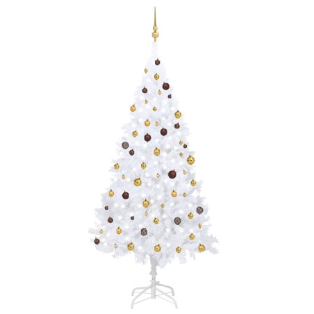 vidaXL Künstlicher Weihnachtsbaum mit Beleuchtung & Kugeln Weiß 240 cm