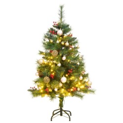 vidaXL Künstlicher Weihnachtsbaum Klappbar 150 LEDs & Kugeln 150 cm