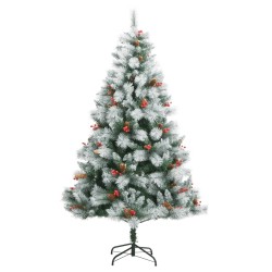 vidaXL Künstlicher Weihnachtsbaum Klappbar mit Zapfen & Beeren 240 cm