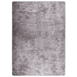 vidaXL Teppich Waschbar Grau 120x170 cm Rutschfest