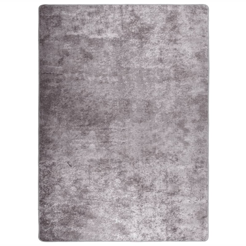 vidaXL Teppich Waschbar Grau 120x170 cm Rutschfest vidaXL Teppich Waschbar Grau 120x170 cm Rutschfest