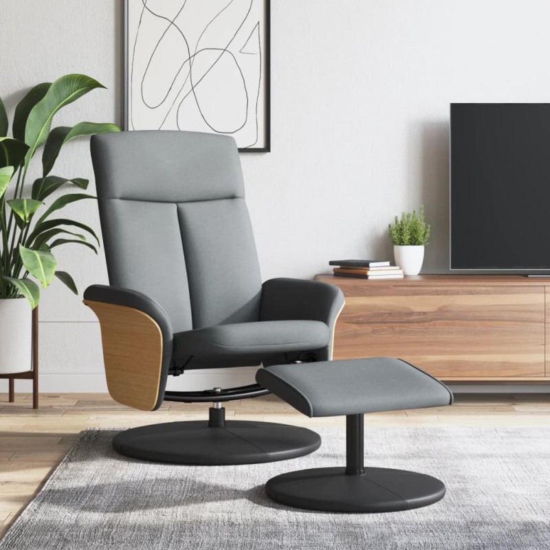 vidaXL Relaxsessel mit Fußhocker Hellgrau Stoff vidaXL Relaxsessel mit Fußhocker Hellgrau Stoff