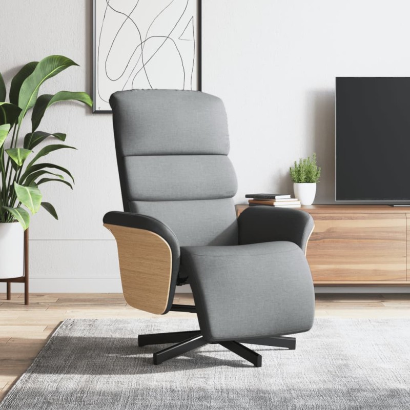 vidaXL Relaxsessel mit Fußteil Hellgrau Stoff vidaXL Relaxsessel mit Fußteil Hellgrau Stoff