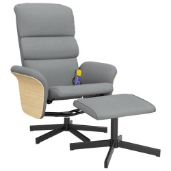 vidaXL Massagesessel mit Fußhocker Hellgrau Stoff