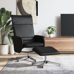 vidaXL Relaxsessel mit Fußhocker Schwarz Kunstleder