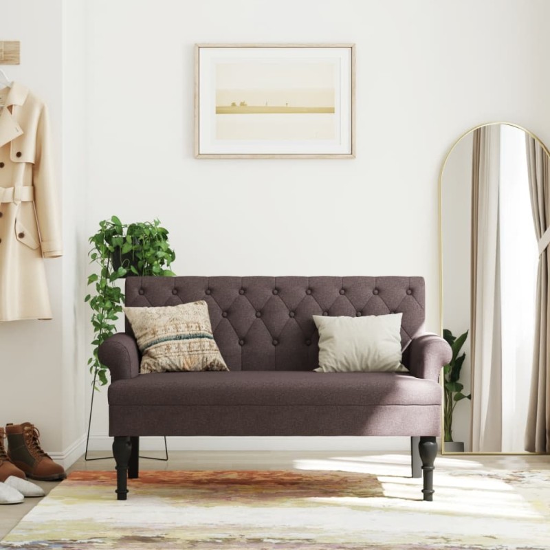 vidaXL Sitzbank mit Rückenlehne Dunkelbraun 120x62x75,5 cm Stoff vidaXL Sitzbank mit Rückenlehne Dunkelbraun 120x62x75,5 cm Stoff