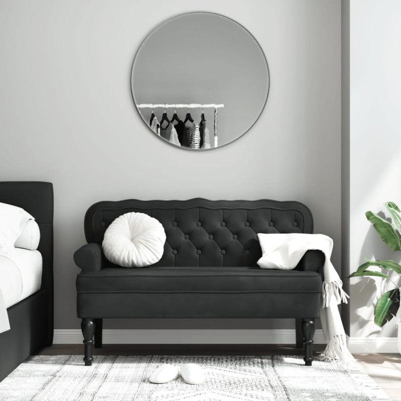 vidaXL Sitzbank mit Rückenlehne Schwarz 119,5x64,5x75 cm Samt vidaXL Sitzbank mit Rückenlehne Schwarz 119,5x64,5x75 cm Samt