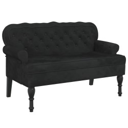 vidaXL Sitzbank mit Rückenlehne Schwarz 119,5x64,5x75 cm Samt
