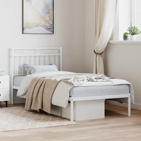 vidaXL Bettgestell mit Kopfteil Metall Weiß 90x190 cm