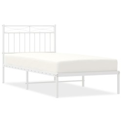 vidaXL Bettgestell mit Kopfteil Metall Weiß 90x190 cm