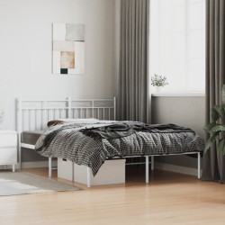 vidaXL Bettgestell mit Kopfteil Metall Weiß 135x190 cm