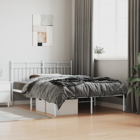 vidaXL Bettgestell mit Kopfteil Metall Weiß 135x190 cm