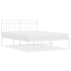 vidaXL Bettgestell mit Kopfteil Metall Weiß 135x190 cm