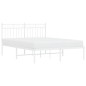 vidaXL Bettgestell mit Kopfteil Metall Weiß 135x190 cm vidaXL Bettgestell mit Kopfteil Metall Weiß 135x190 cm