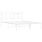 vidaXL Bettgestell mit Kopfteil Metall Weiß 135x190 cm vidaXL Bettgestell mit Kopfteil Metall Weiß 135x190 cm