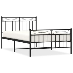 vidaXL Bettgestell mit Kopf- und Fußteil Metall Schwarz 107x203 cm