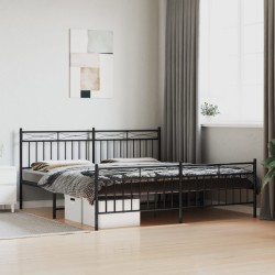 vidaXL Bettgestell mit Kopf- und Fußteil Metall Schwarz 180x200 cm