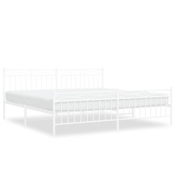 vidaXL Bettgestell mit Kopf- und Fußteil Metall Weiß 193x203 cm