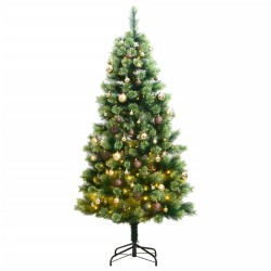 vidaXL Künstlicher Weihnachtsbaum Klappbar 300 LEDs & Kugeln 180 cm