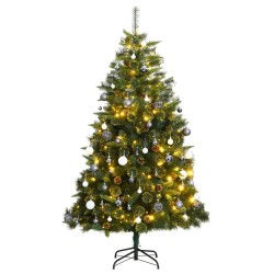 vidaXL Künstlicher Weihnachtsbaum Klappbar 300 LEDs & Kugeln 180 cm