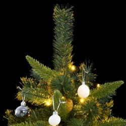 vidaXL Künstlicher Weihnachtsbaum Klappbar 300 LEDs & Kugeln 180 cm