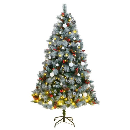 vidaXL Künstlicher Weihnachtsbaum Klappbar 300 LEDs & Kugeln 180 cm