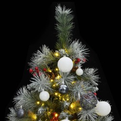 vidaXL Künstlicher Weihnachtsbaum Klappbar 300 LEDs & Kugeln 180 cm