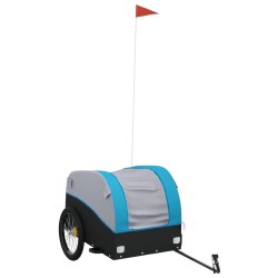 vidaXL Lastenanhänger für Fahrrad Schwarz und Blau 45 kg Eisen